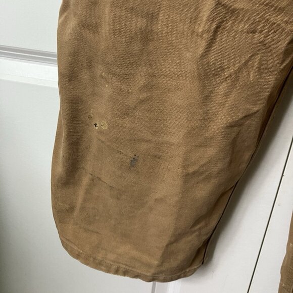Vintage Carhartt Overalls Mens Tan Canvas Double Knee Dungaree Bib Distressed - Picture 7 of 12